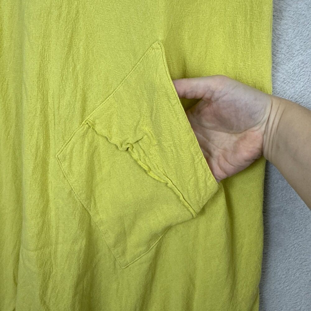 Oh My Gauze! LA Cotton Dress Size 1 (S/M) Lime Ruffle Asymmetric Lagenlook Artsy - Picture 6 of 13